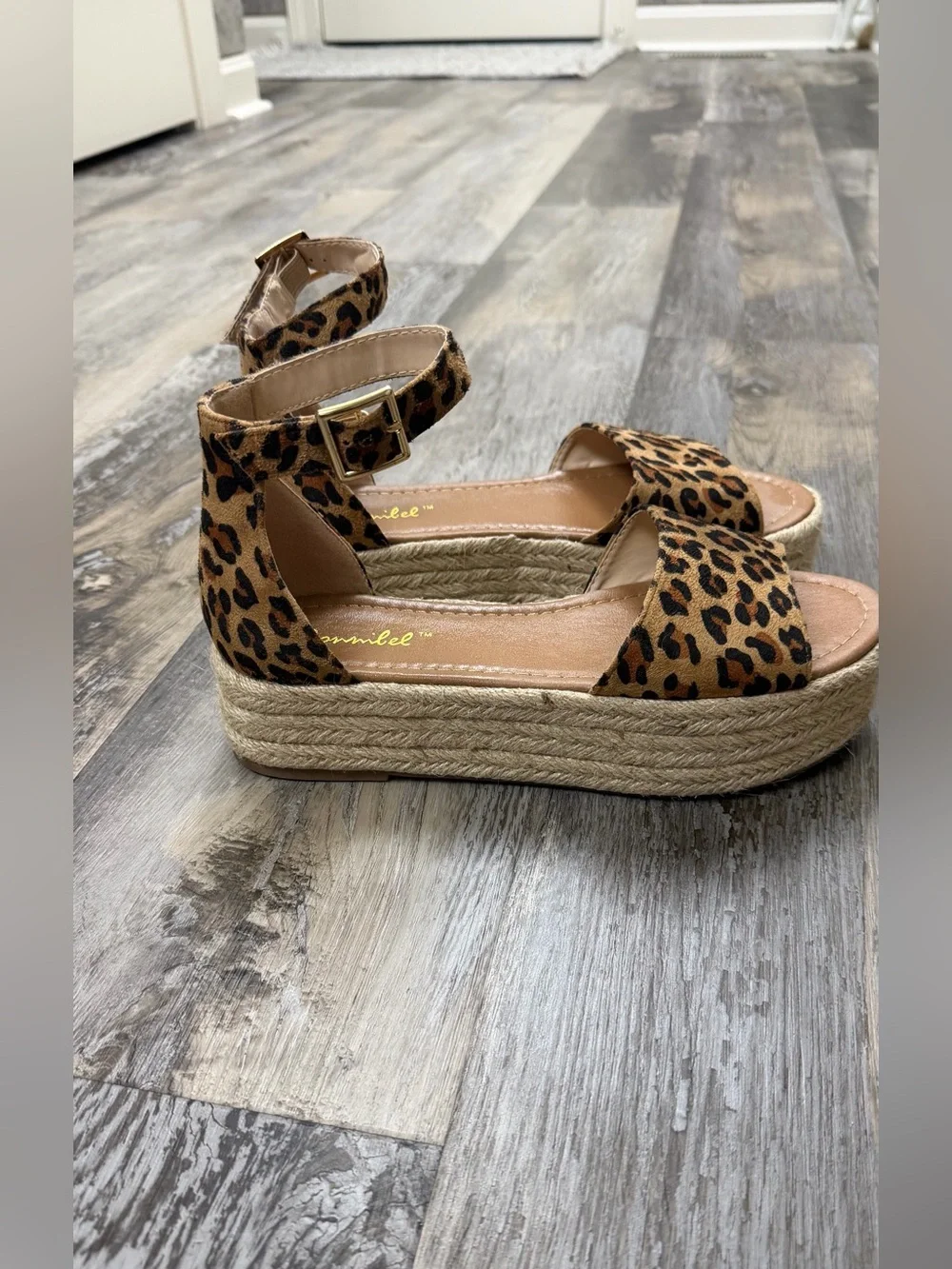 Leopard Print Platform Espadrille Sandals -